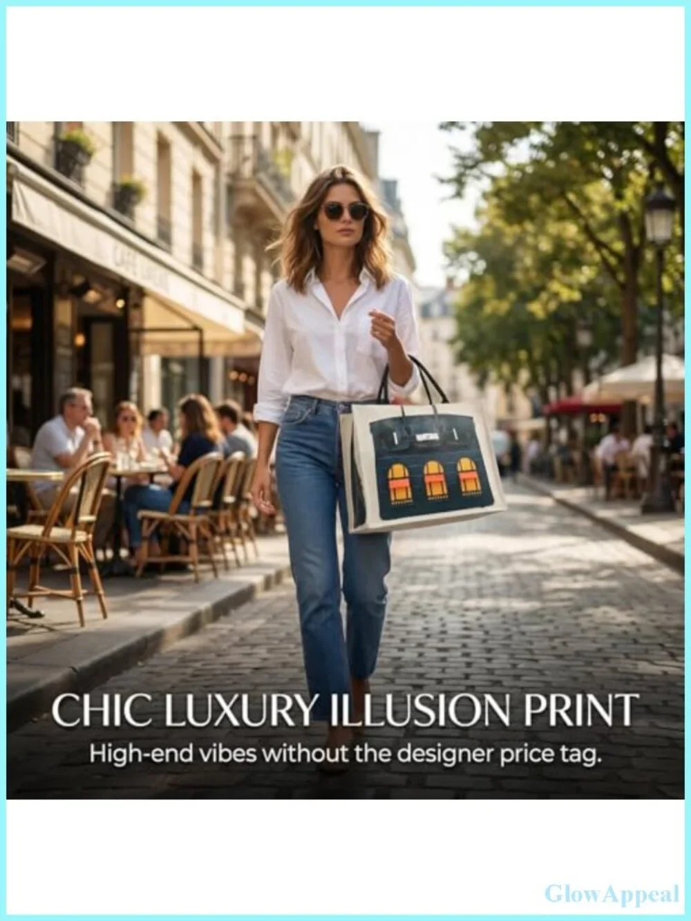 Luxury Print Tote Bag, 16oz Canvas, Fits 15